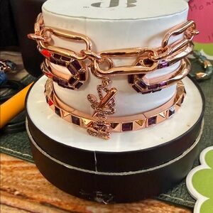 Rose Gold Bracelet with Purple Stone Accents “Serpentine Dream”